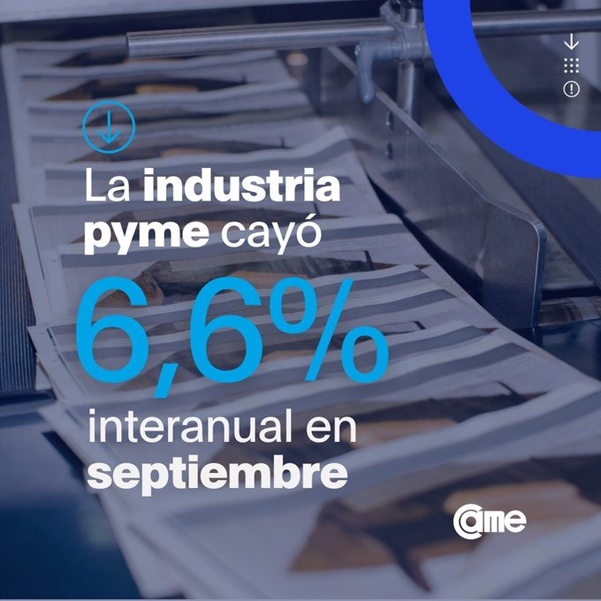 La actividad industrial de las PyME cayó más de 15% en los primeros nueve meses del año, según CAME La actividad industrial de las PyME cayó más de 15% en los primeros nueve meses del año, según CAME