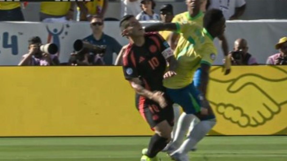 ViniciusJr fue una de las figuras del partido que Brasil empató 1-1 con Colombia de laCopa América 2024 tras una jugada que pudo costarle la expulsión.