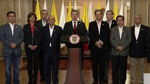 Tras conocerse los resultados del referendum el Presidente Juan Manuel Santos habló el domingo a la noche por cadena nacional