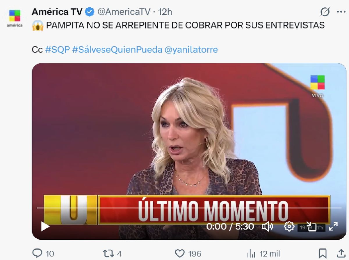 Yanina Latorre se indignó con Pampita quien cobra por dar entrevistas. Yanina Latorre se indignó con Pampita quien cobra por dar entrevistas.