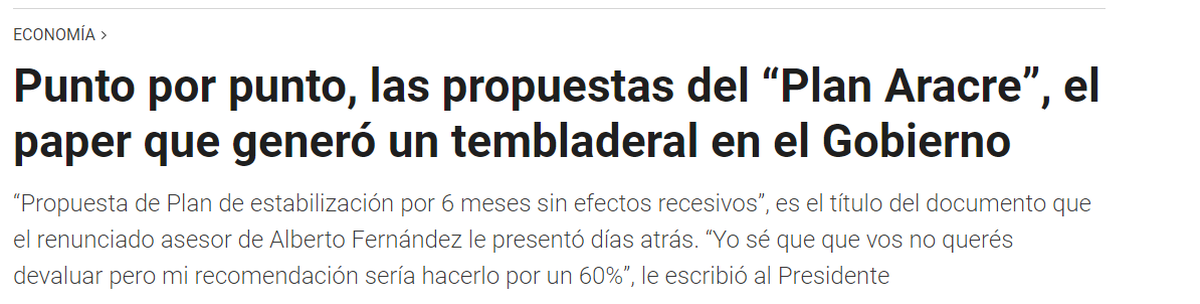 Esta fue la nota a la que hizo mención Aracre.