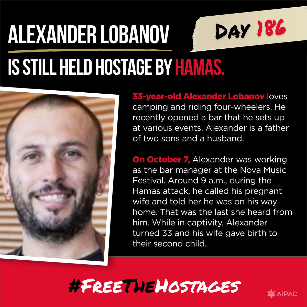 Alexander Lobanov, de 32 a&ntilde;os, un ciudadano ruso-israel&iacute; que fue secuestrado en el festival.