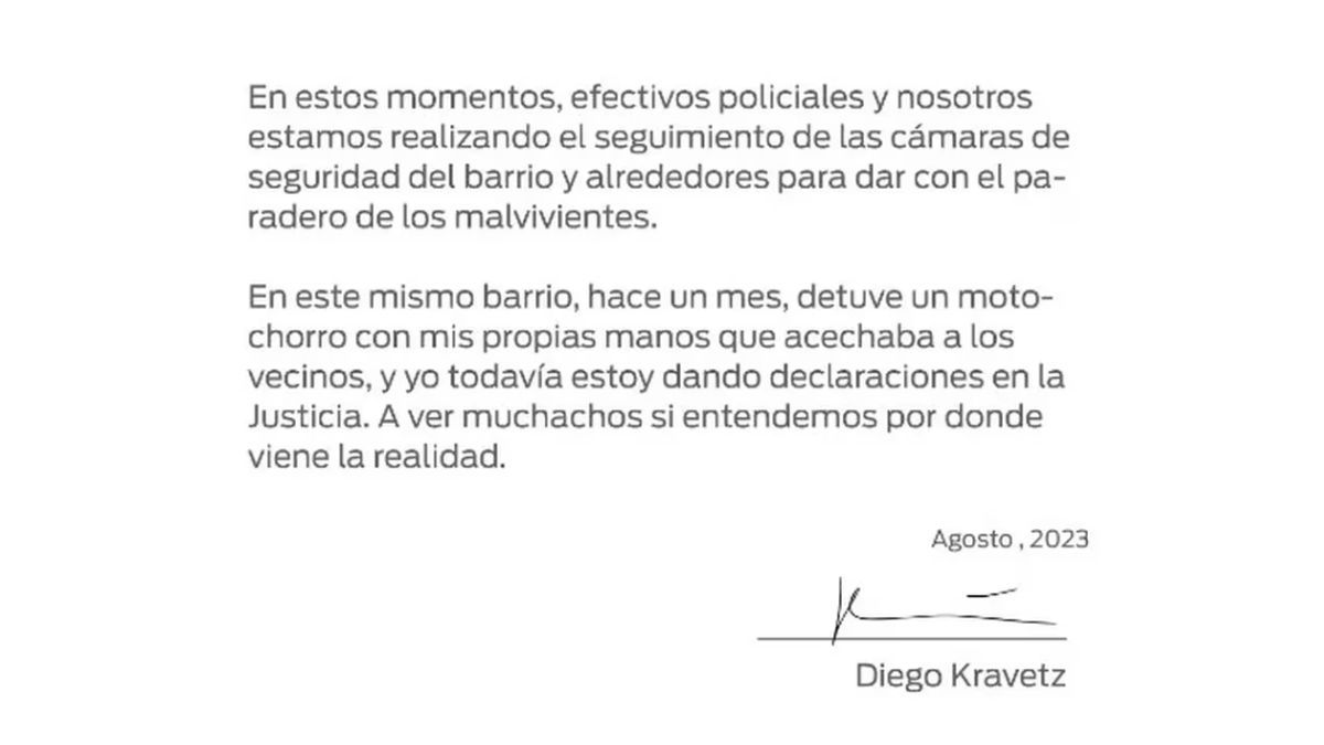 El mensaje de Diego Kravetz en Twitter tras el hecho