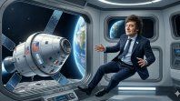 Javier Milei vende futuro en el espacio mientras el presente cruje en la tierra. Javier Milei vende futuro en el espacio mientras el presente cruje en la tierra.