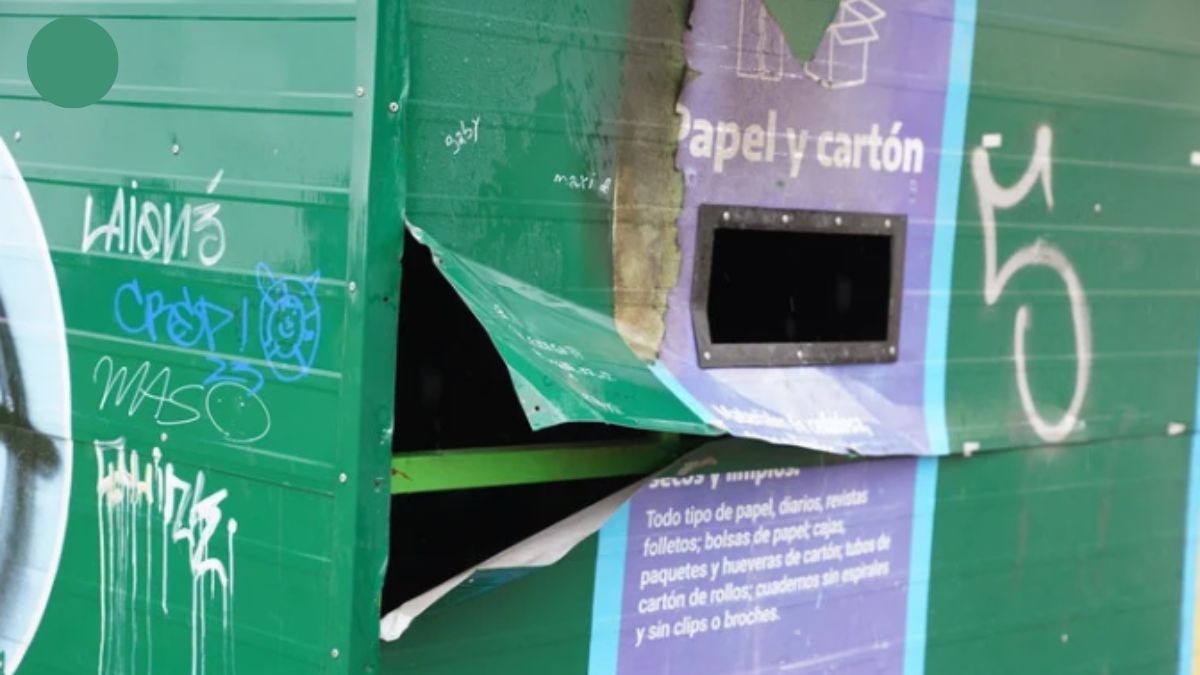 El contenedor de residuosdonde fue tirado el alumno de 13 años. (Foto: Guillermo Rodríguez Adami) El contenedor de residuosdonde fue tirado el alumno de 13 años. (Foto: Guillermo Rodríguez Adami)
