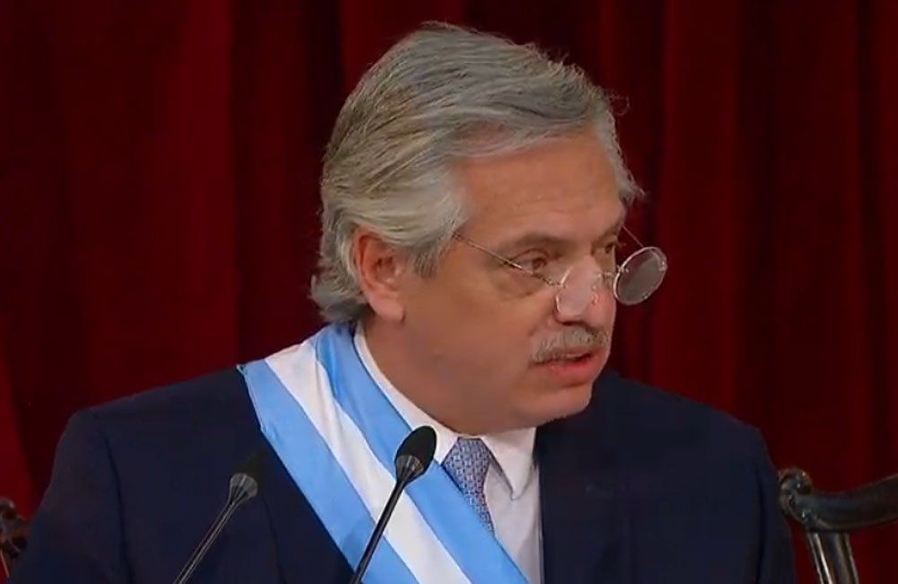 Alberto Fernández dio su primer discurso como Presidente de la Nación (Foto: captura de TV).