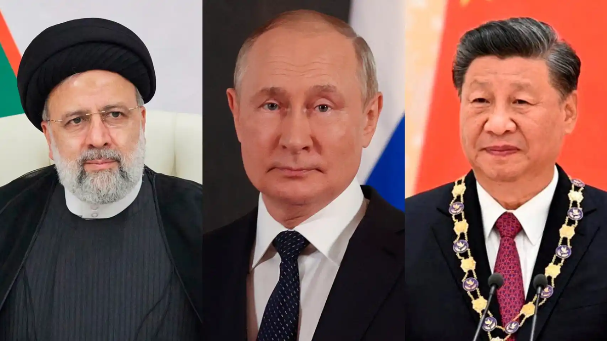 Ebrahim Raisi, Vladímir Putin y Xi Jinping | FOTOMONTAJE EL ESPAÑOL Ebrahim Raisi, Vladímir Putin y Xi Jinping | FOTOMONTAJE EL ESPAÑOL
