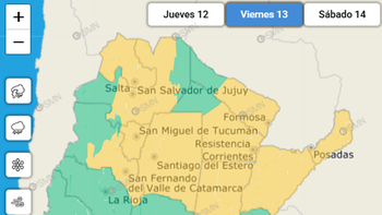 Unas 10 provincias estarán el viernes 13/2 en alerta amarilla. alivio para AMBA y zona central