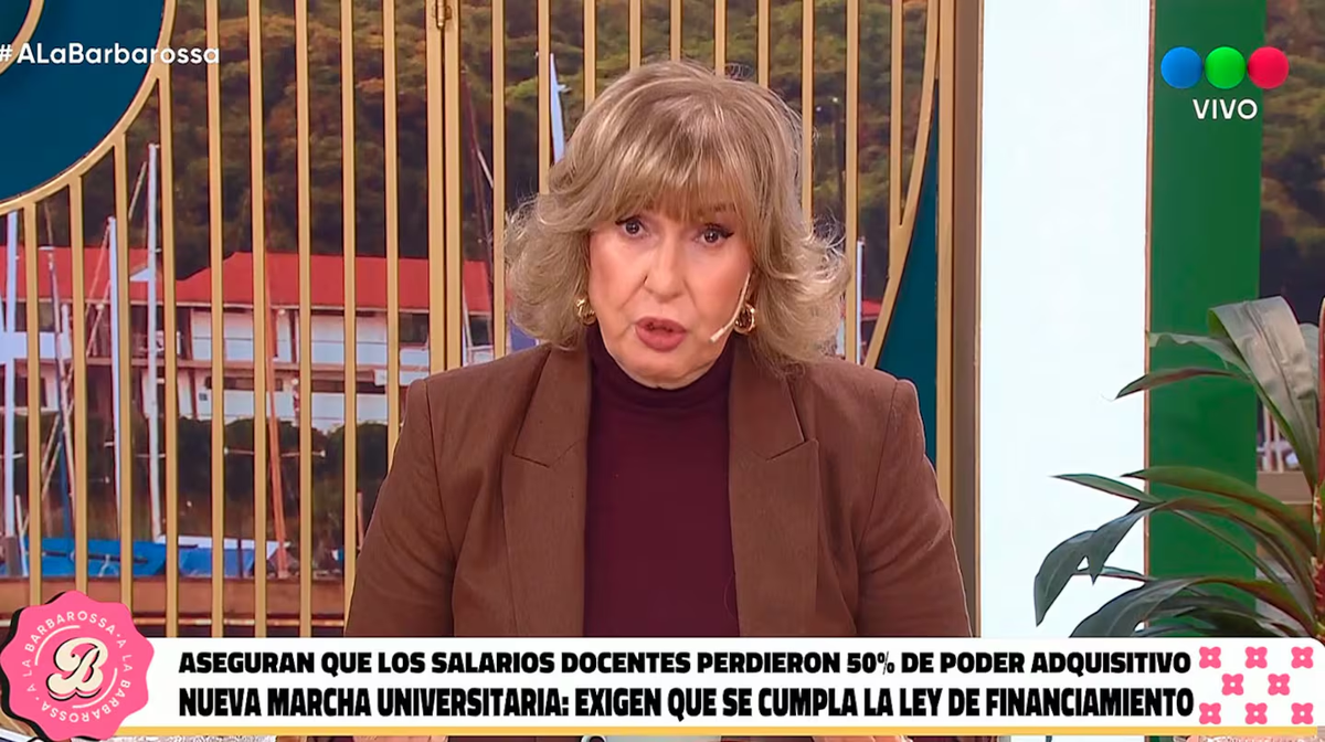 Georgina Barbarossa defendió la universidad pública en pleno debate sobre el ajuste y cruzó fuerte a Analía Franchín y Mariana Brey. Foto: Telefe Georgina Barbarossa defendió la universidad pública en pleno debate sobre el ajuste y cruzó fuerte a Analía Franchín y Mariana Brey. Foto: Telefe