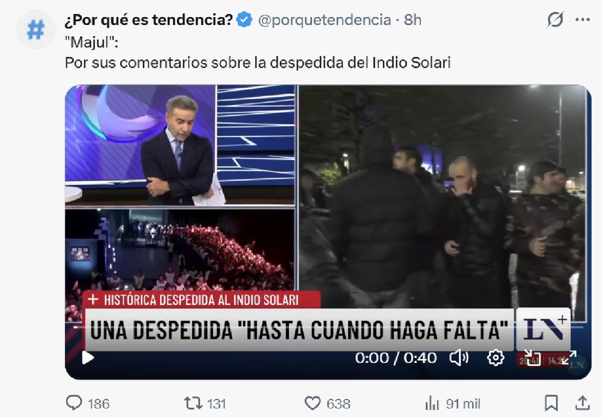 Luis Majul se burló de los fanáticos que despidieron al Indio Solari. Luis Majul se burló de los fanáticos que despidieron al Indio Solari.