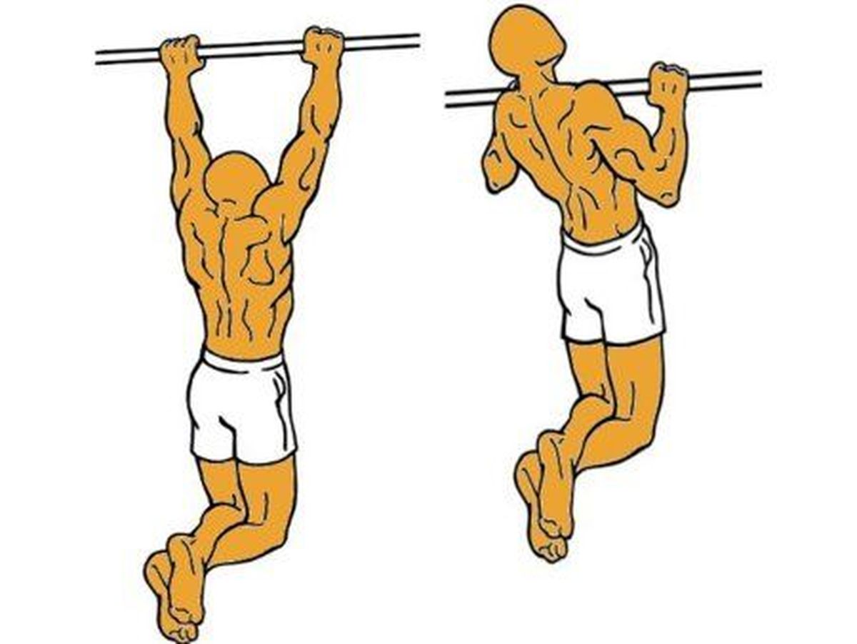 Las dominadas implican colgarse en una barra y sostener el peso del cuerpo con la fuerza de los brazos. Las dominadas implican colgarse en una barra y sostener el peso del cuerpo con la fuerza de los brazos.