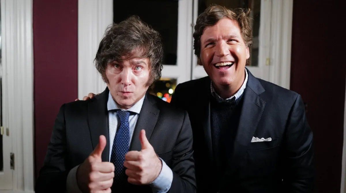 Tucker Carlson y Javier Milei. Tucker Carlson y Javier Milei.