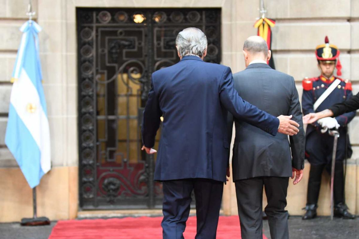 28/01/2023: El presidente Alberto Fernández recibe al canciller alemán Olaf Scholz en el palacio San Martín. 