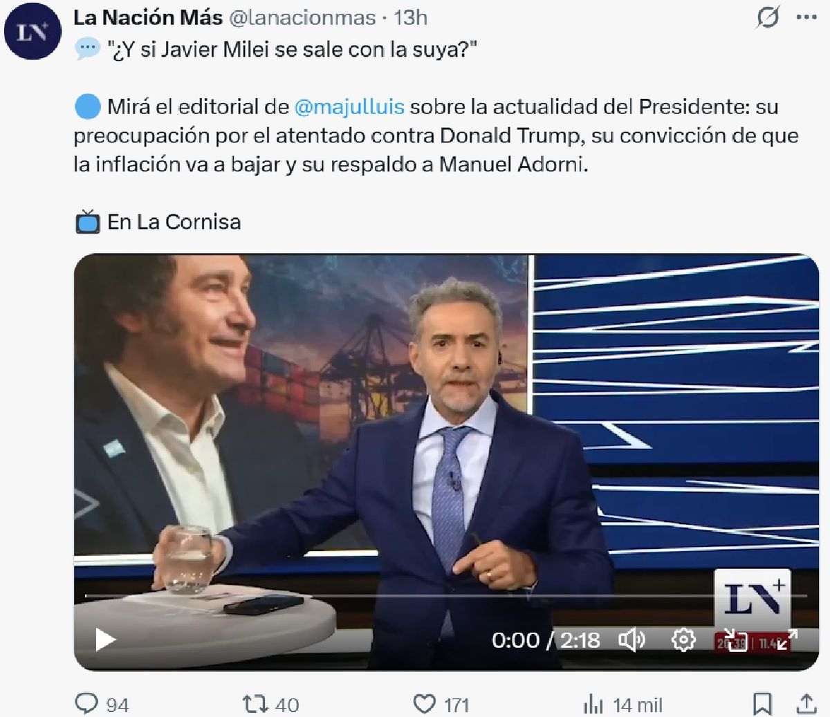 Luis Majul brindó detalles del presente de Javier Milei. Luis Majul brindó detalles del presente de Javier Milei.