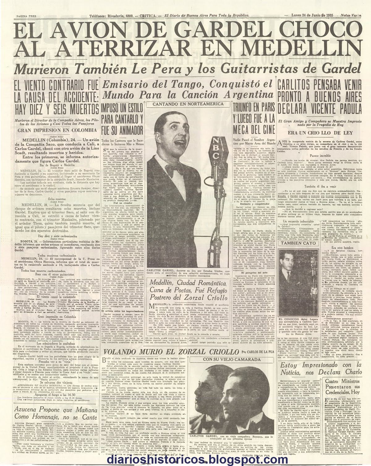 Página 3 de la edición de Crítica.