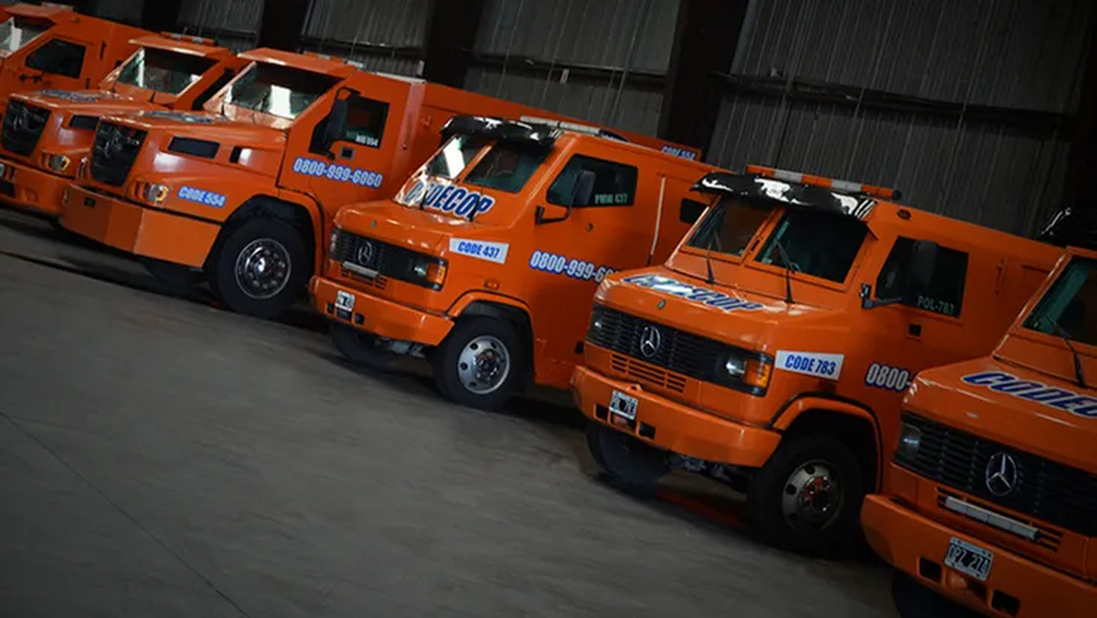 Camiones de la empresa Codecop en donde se trasladaba el dinero, el cual fue robado y utilizado para la compra y mantenimiento de Radio del Plata.