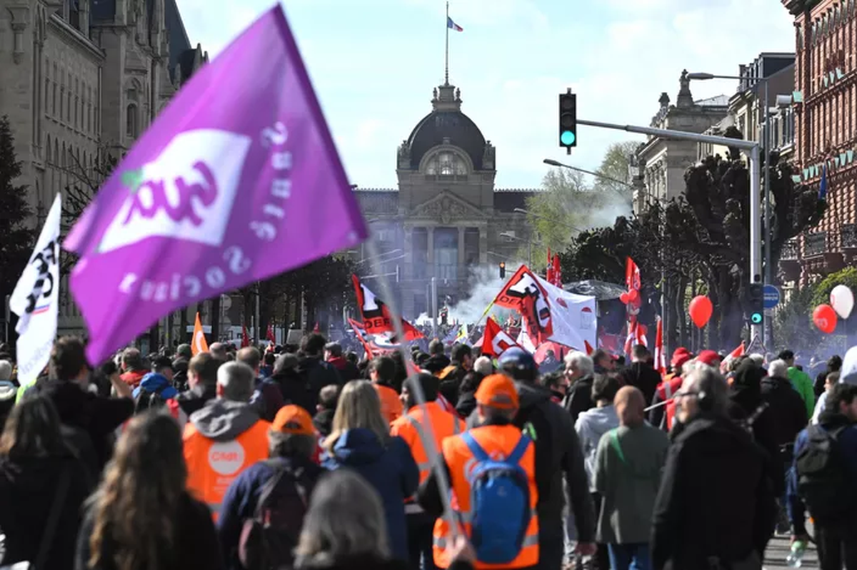 La procesión de manifestantes en Estrasburgo.