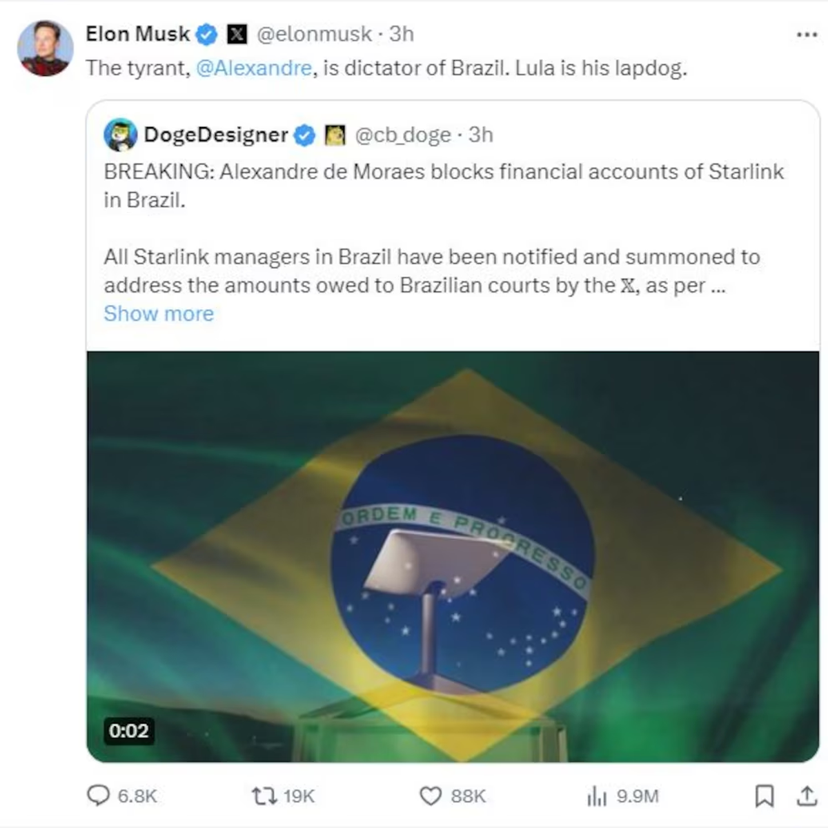 Musk contra Alexandre de Moraes: lo tildó de “criminal de la peor especie” y de “dictador de Brasil”. También dijo: “Lula es su perro faldero”. Musk contra Alexandre de Moraes: lo tildó de “criminal de la peor especie” y de “dictador de Brasil”. También dijo: “Lula es su perro faldero”.
