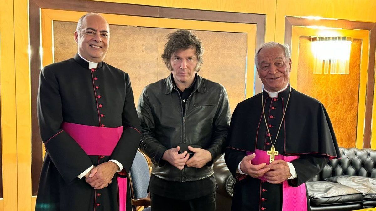 El presidente Javier Milei al arribar a Roma.&nbsp;