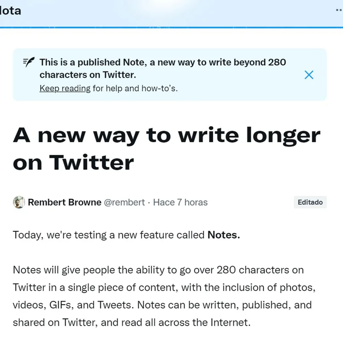 Una muestra de lo que será Twitter Notes