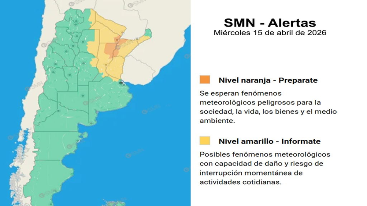 Alerta naranja y amarilla del SMN Alerta naranja y amarilla del SMN