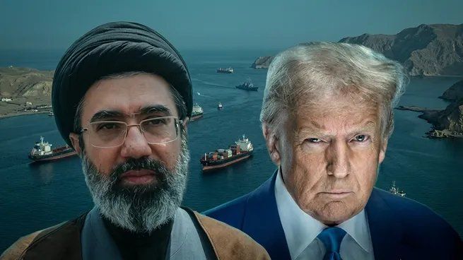 El ayatolá de Irán y Trump, archirrivales, y el estrecho de Ormuz de fondo. El ayatolá de Irán y Trump, archirrivales, y el estrecho de Ormuz de fondo.
