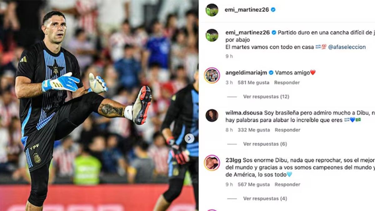 Emiliano Dibu Martínez lanzó un polémico posteo tras la caída de Argentina ante Paraguay 2-1 por las Eliminatorias para el Mundial 2026. Emiliano Dibu Martínez lanzó un polémico posteo tras la caída de Argentina ante Paraguay 2-1 por las Eliminatorias para el Mundial 2026.