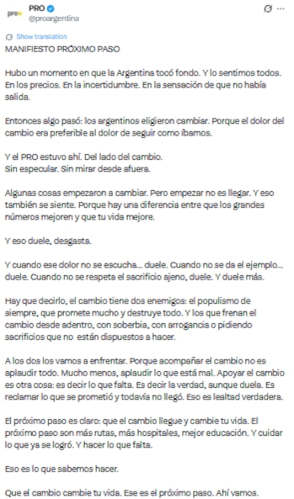 ¿El que avisa, no traiciona? El partido creado por Mauricio Macri toma distancia de Milei ¿El que avisa, no traiciona? El partido creado por Mauricio Macri toma distancia de Milei