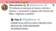Uno de los mensajes que ponen en duda el ataque a la expareja de Cerimedo que compartió Milei. Uno de los mensajes que ponen en duda el ataque a la expareja de Cerimedo que compartió Milei.