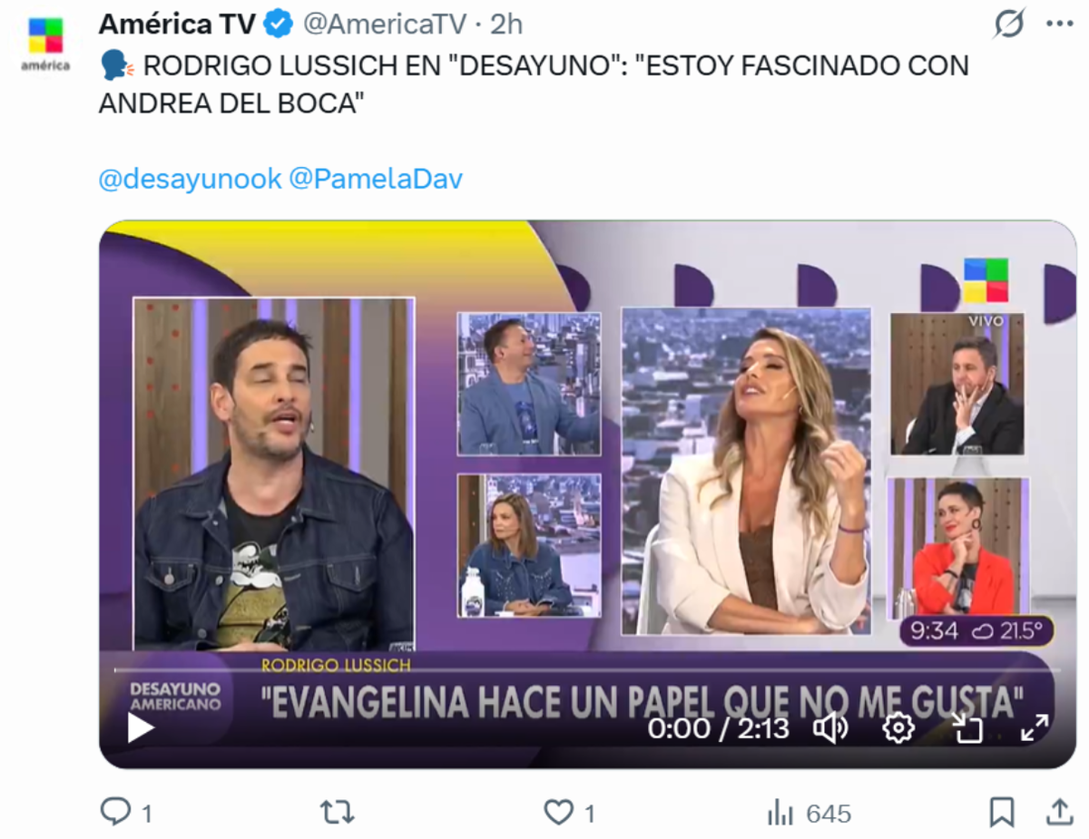 Rodrigo Lussich celebró la incorporación de Andrea del Boca a Gran Hermano. Rodrigo Lussich celebró la incorporación de Andrea del Boca a Gran Hermano.