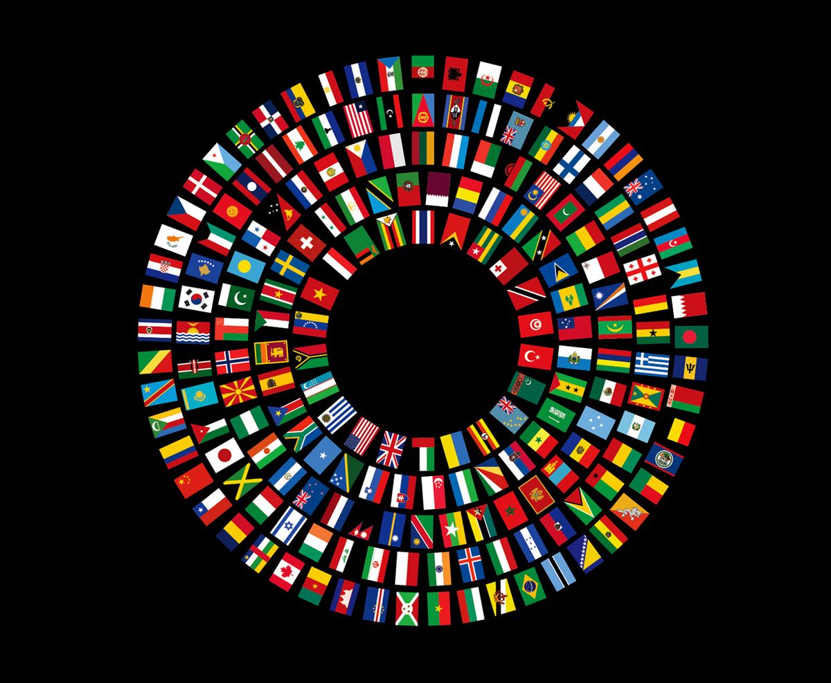 "De hecho, de no haber sido por este impacto, habríamos estado mejorando el crecimiento global." Banderas de países que integran la Asamblea del Fondo Monetario Internacional. "De hecho, de no haber sido por este impacto, habríamos estado mejorando el crecimiento global." Banderas de países que integran la Asamblea del Fondo Monetario Internacional.