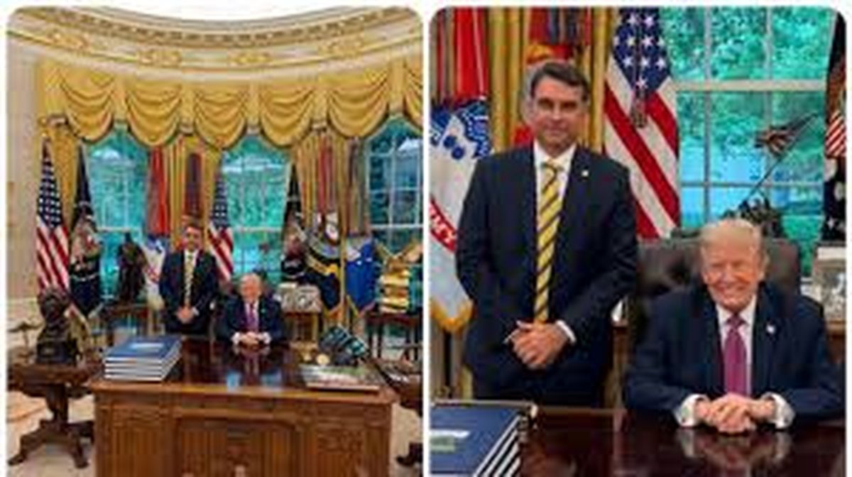 Flávio Bolsonaro se reunió con Donald Trump el martes 26 de mayo de 2026, en Washington D.C., durante una visita oficial del senador y candidato presidencial brasileño para buscar respaldo en su campaña electoral. | AFP Flávio Bolsonaro se reunió con Donald Trump el martes 26 de mayo de 2026, en Washington D.C., durante una visita oficial del senador y candidato presidencial brasileño para buscar respaldo en su campaña electoral. | AFP