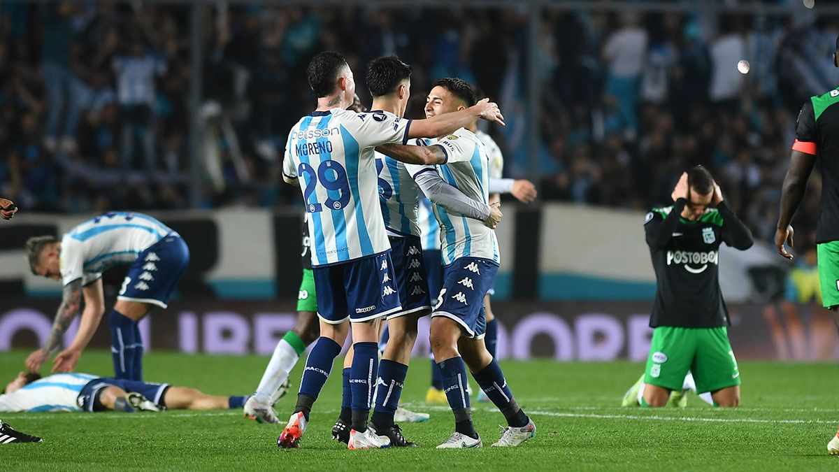 Racing se clasificó a los cuartos de final de la Copa Libertadores 2023 tras ganarle a Atlético Nacional de Medellín 3-0. (Foto: Gentileza: Télam)