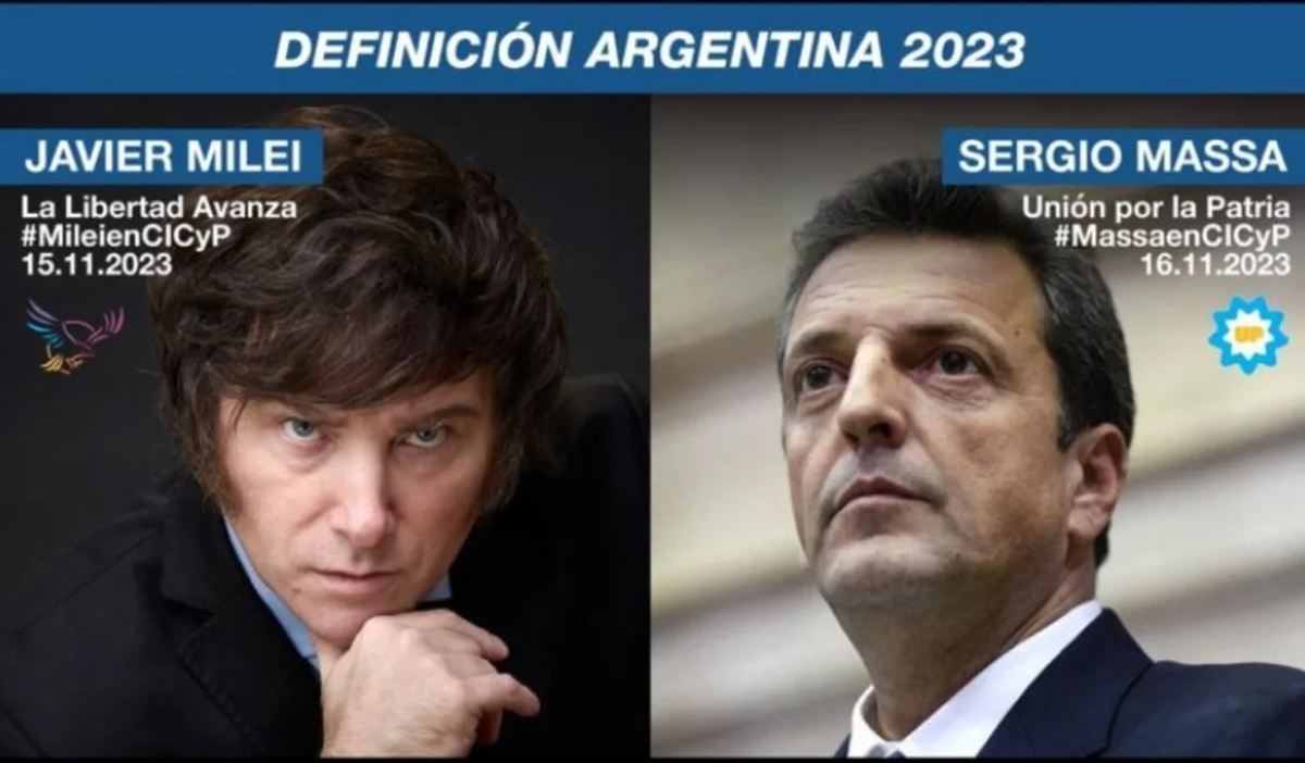 Javier Milei, hoy, y Sergio Massa, mañana, intentarán convencer al Círculo Rojo que son la mejor opción para la Argentina. Javier Milei, hoy, y Sergio Massa, mañana, intentarán convencer al Círculo Rojo que son la mejor opción para la Argentina.