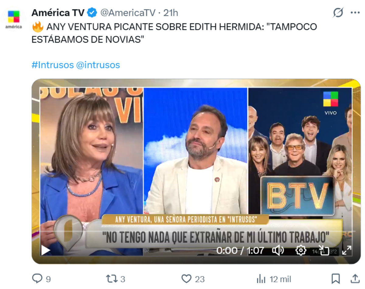 Any Ventura contó cómo quedó su relación con Edith Hermida tras dejar Bendita. Any Ventura contó cómo quedó su relación con Edith Hermida tras dejar Bendita.