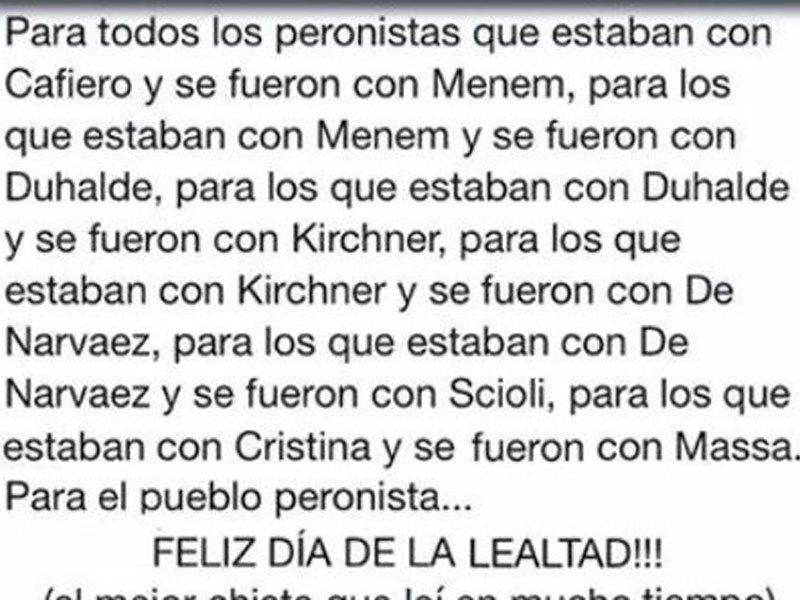 Twitter se llenó de humoradas por el Día de la Lealtad, como esta imagen.