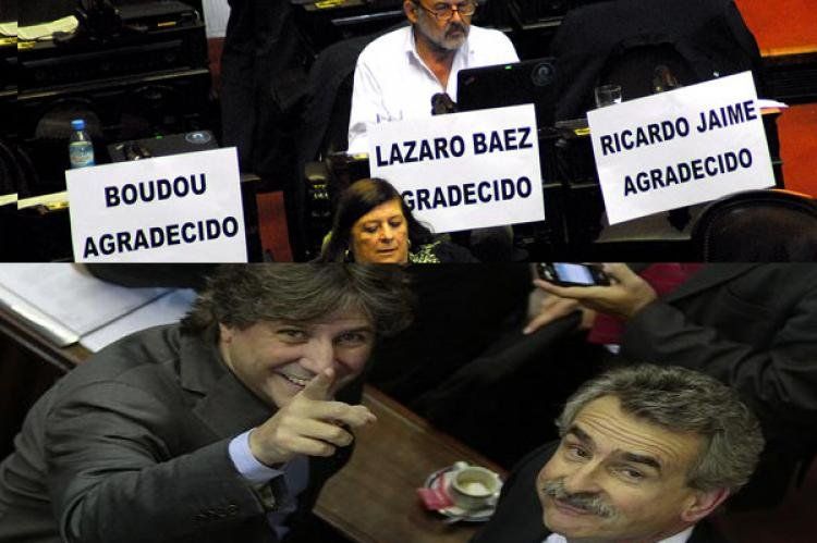 Abajo: Amado Boudou en el recinto de Diputados saludando a los legisladores del FpV.