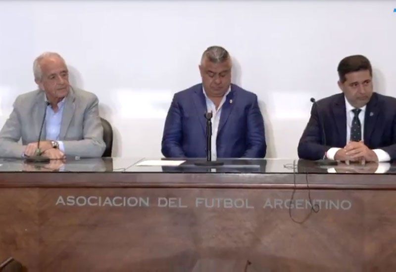 Conferencia de prensa conjunta entre DOnofrio (River), Tapia (AFA) y Angelici (Boca).