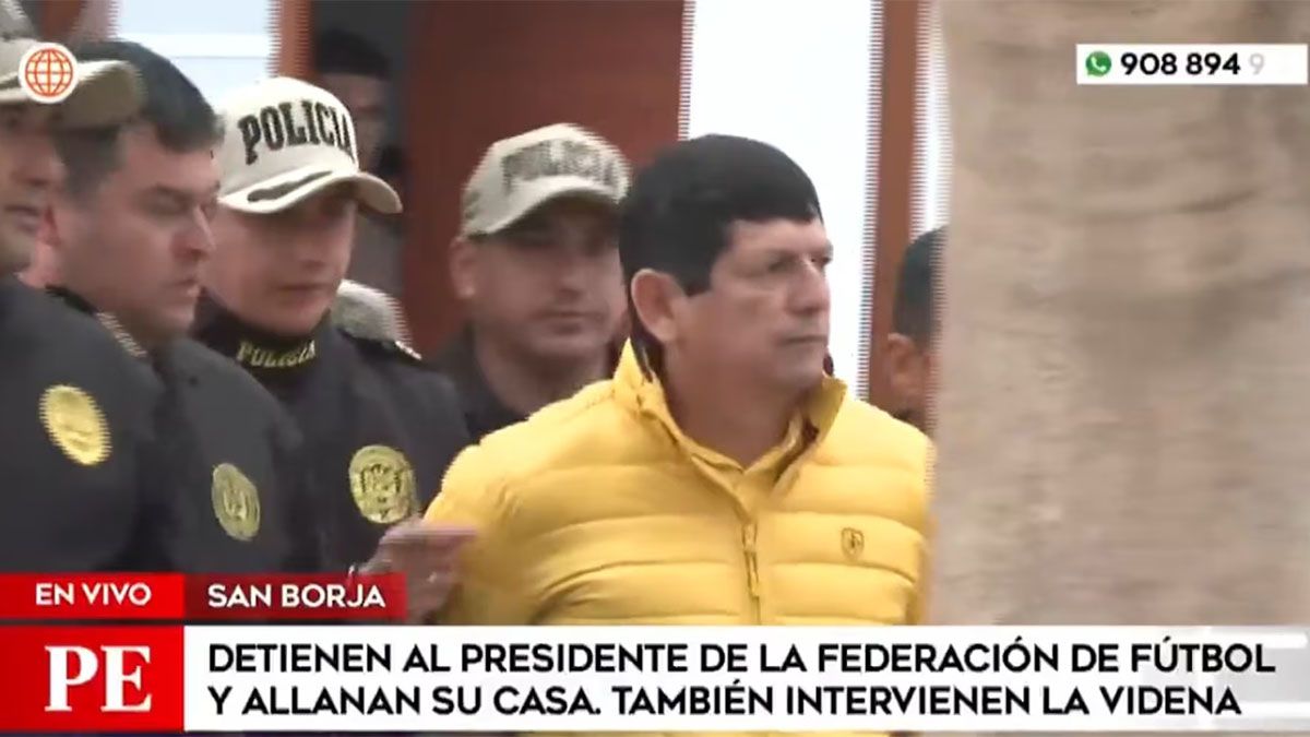 El presidente de la Federación Peruana de Fútbol (FPF), Agustín Lozano, fue detenido tras ser acusado de formar parte de una organización criminal. (Foto: Captura de TV) El presidente de la Federación Peruana de Fútbol (FPF), Agustín Lozano, fue detenido tras ser acusado de formar parte de una organización criminal. (Foto: Captura de TV)