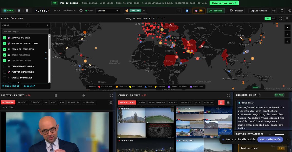 World Monitor en acción: Home page.