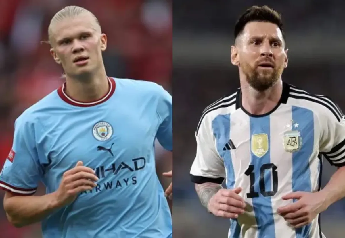 Carrera por el Balón de Oro entre Erling Haaland y Lionel Messi.