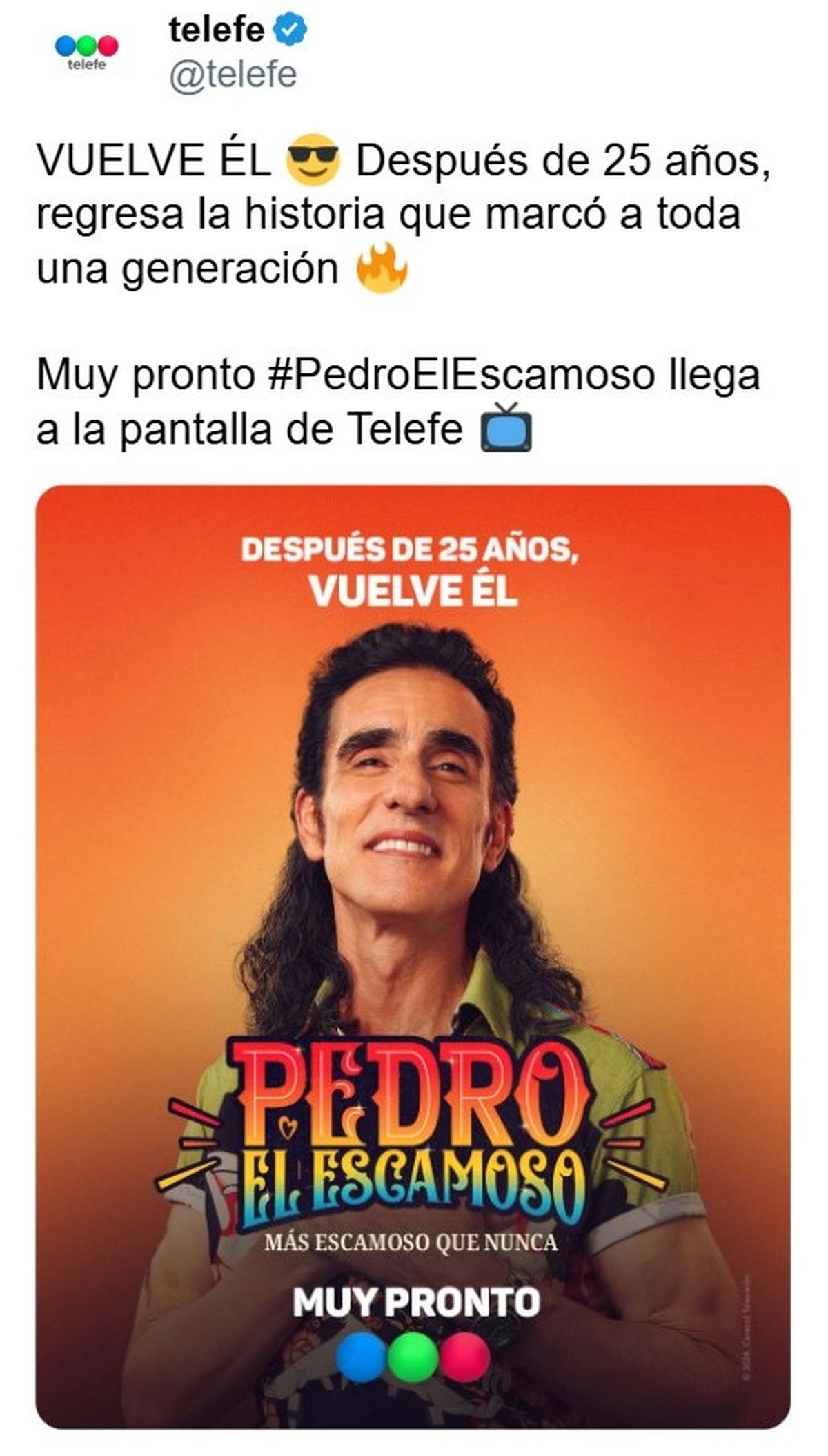 Pedro el Escamoso regresa a Telefe con su secuela de Disney+, como anunciaron en sus redes. Pedro el Escamoso regresa a Telefe con su secuela de Disney+, como anunciaron en sus redes.