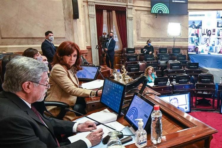 Cristina Fernández en una de las últimas sesiones del Senado
