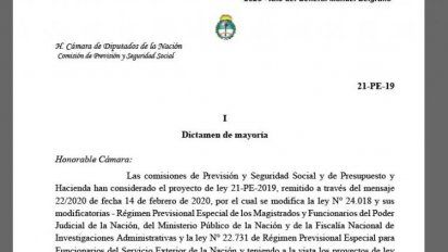 Exclusivo: El dictamen sobre jubilaciones de privilegio que el FdT aprobaría en recinto
