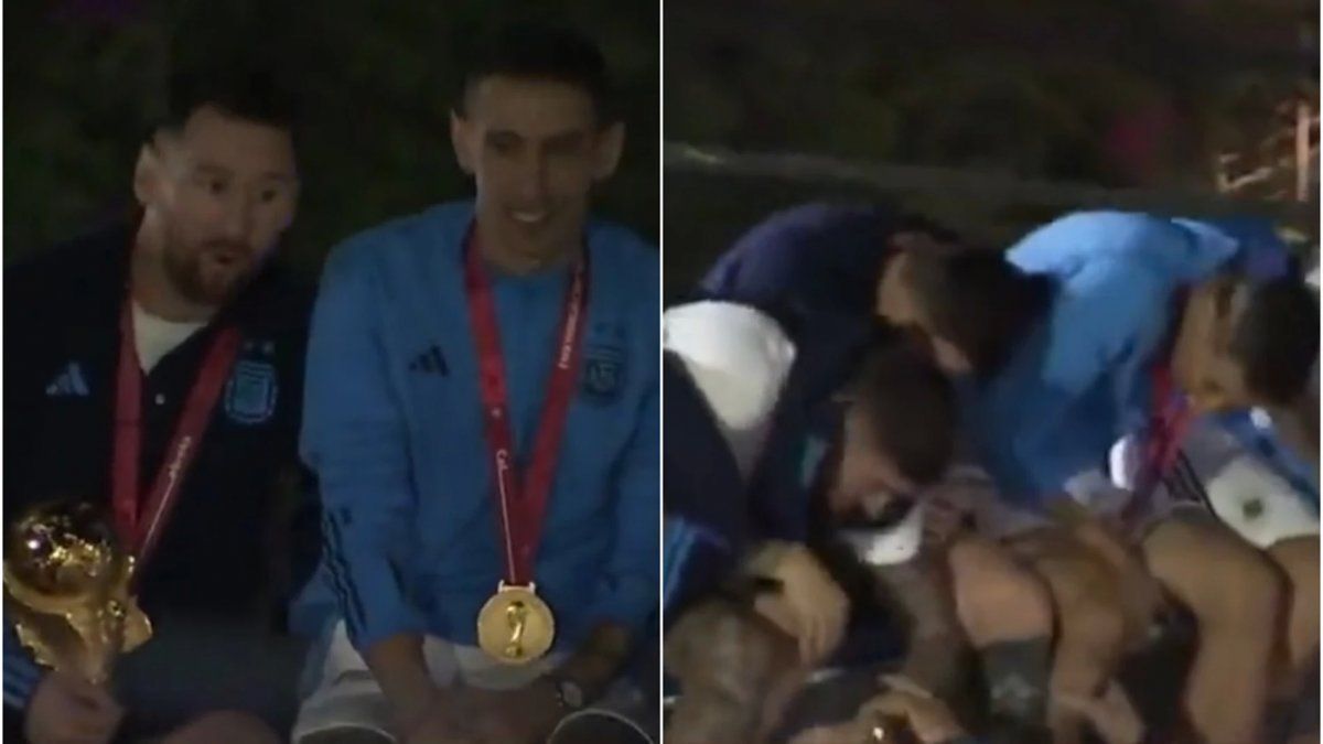 Lionel Messi, Ángel Di María, Rodrigo De Paul, Nicolás Otamendi y Leandro Paredes sufrieron un incómodo momento en el micro de la Selección Argentina. El video.