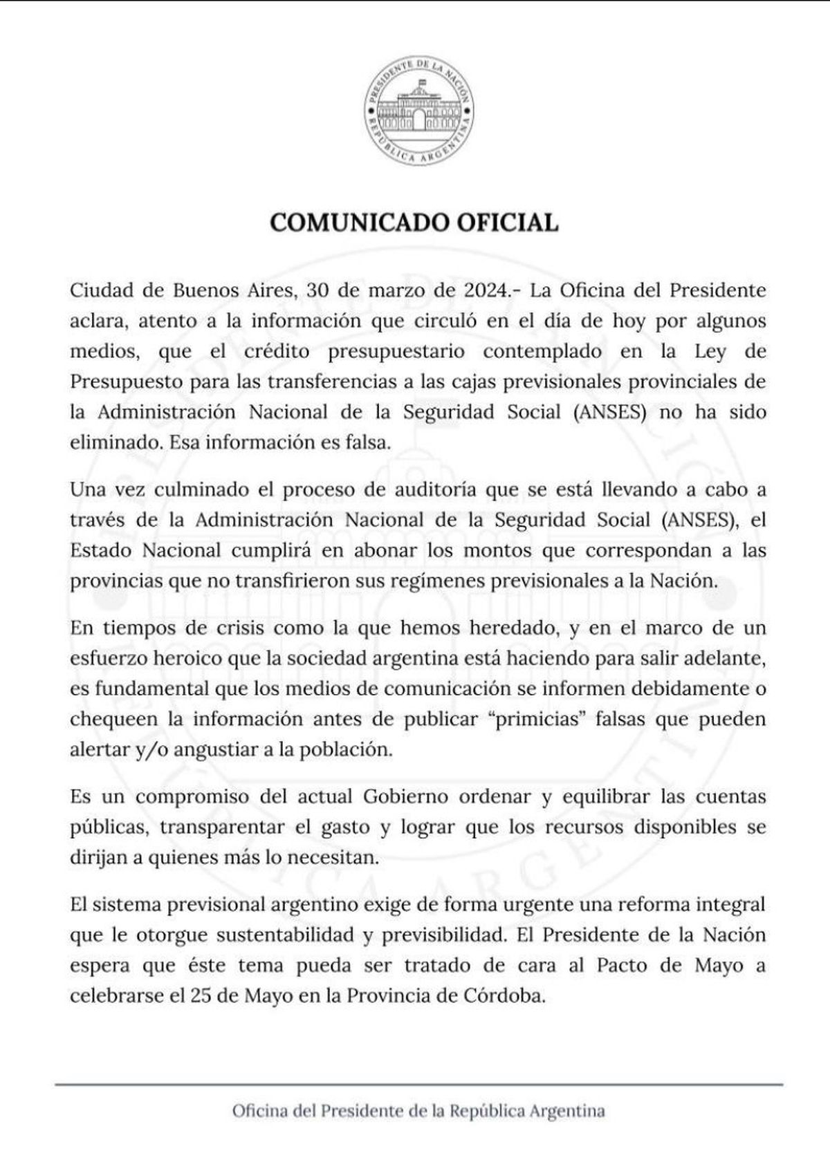 Torpe intento de salvar el Pacto de Mayo. Torpe intento de salvar el Pacto de Mayo.