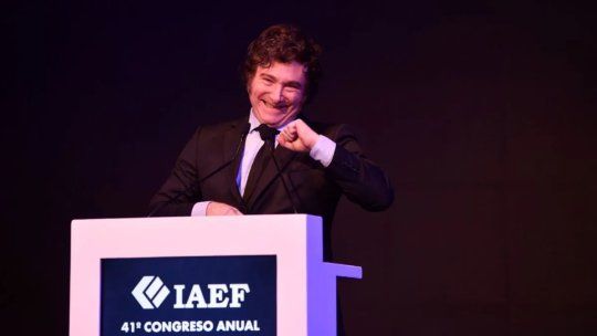 Javier Milei expuso en la reunión del IAEF en Mendoza. 