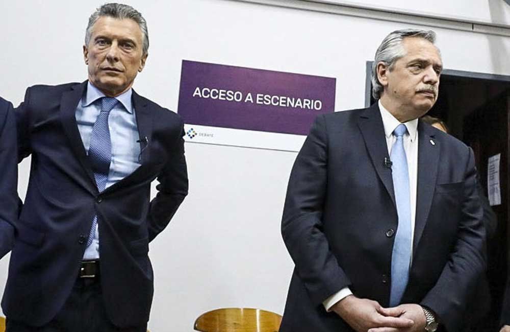 Macri y Alberto Fernández, antes del 1er. debate presidencial (NA).
