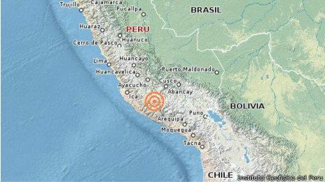 El mapa del Instituto Geográmico Militar de Perú permite conocer el área del sismo.