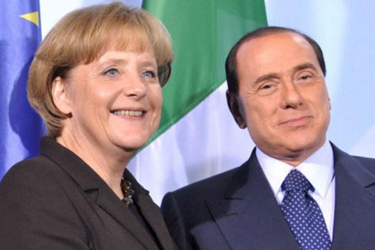 Angela Merkel y Silvio Berlusconi.